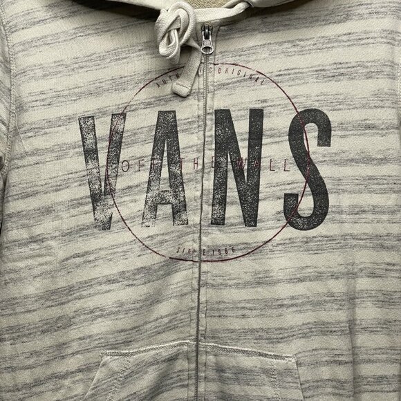 Vans Hoodie Womens M Beige Gray Striped Full Zip Hoodie - Picture 2 of 6